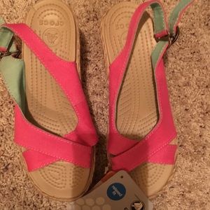 Pink crocs